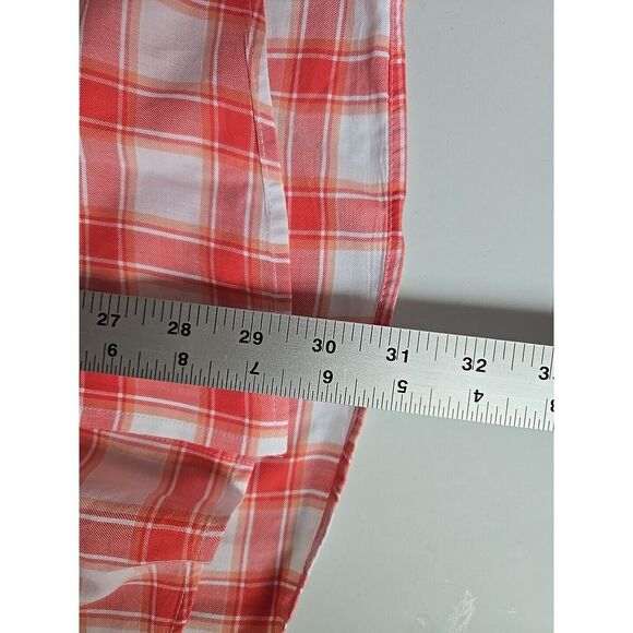 Orvis Shirt Mens L Long Sleeve Button Down Plaid Red/Orange/White Classic Cotton - Picture 10 of 13